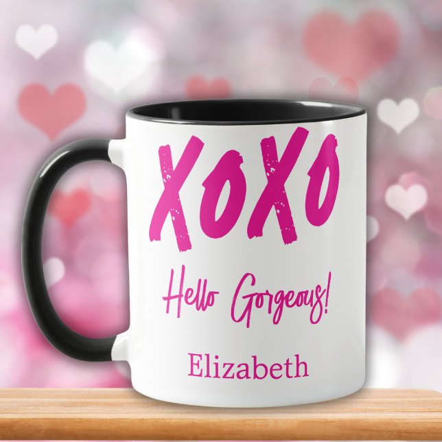 Personalized XOXO Hello Gorgeous Valentine's Day Mug (Creator Uploaded)