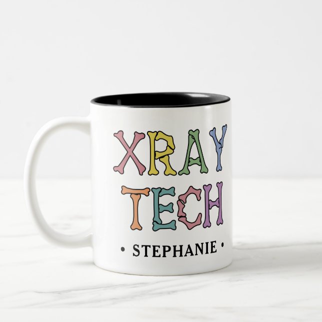 Personalized Xray Tech X-ray Technologist Two-Tone Coffee Mug (Left)