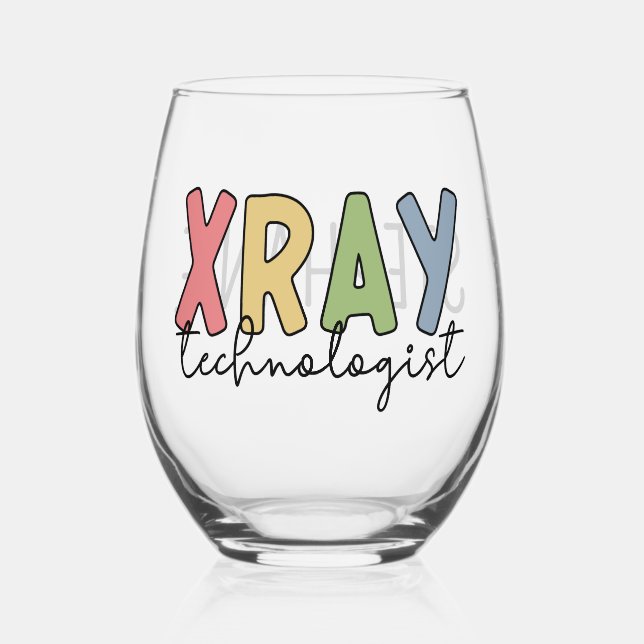 Personalized Xray Technologist X-ray Tech Gifts Stemless Wine Glass (Front)