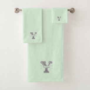 Personalized Y Initial Silver Monogram Your Name B Bath Towel Set