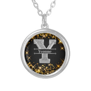 Personalized Y Initial Silver Monogram Your Name Plated Necklace