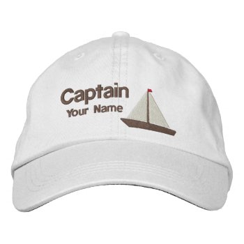 Personalized Yacht Captain Embroidered Baseball Cap by Ricaso_Graphics at Zazzle