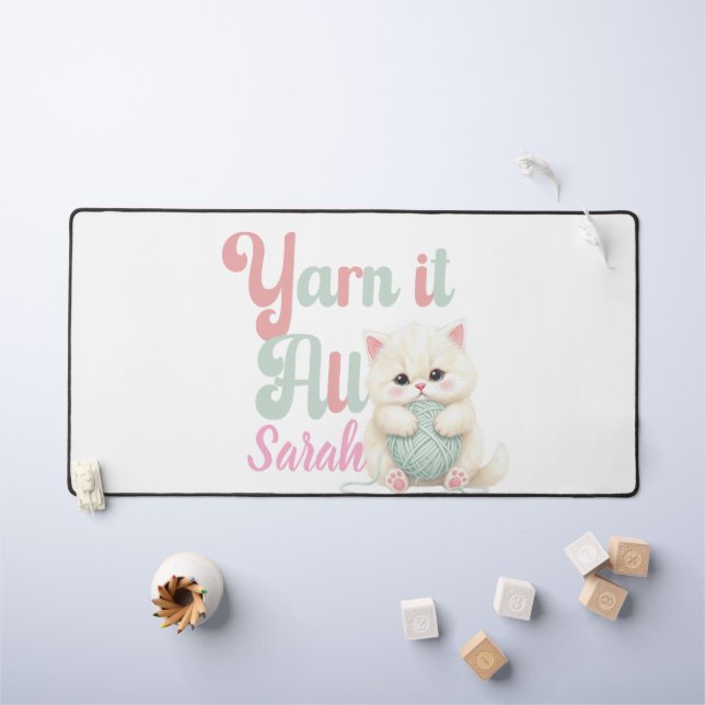 Personalized Yarn it All Desk Mat  (Kids Table)