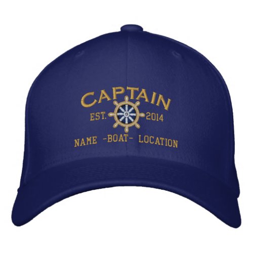 Personalized YEAR and Names Captain Wheel Embroidered Baseball Cap