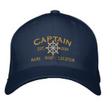 Personalized YEAR and Names Captain Wheel Embroidered Baseball Cap