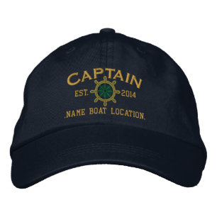 Personalized YEAR and Names Captain Wheel Embroidered Baseball Hat