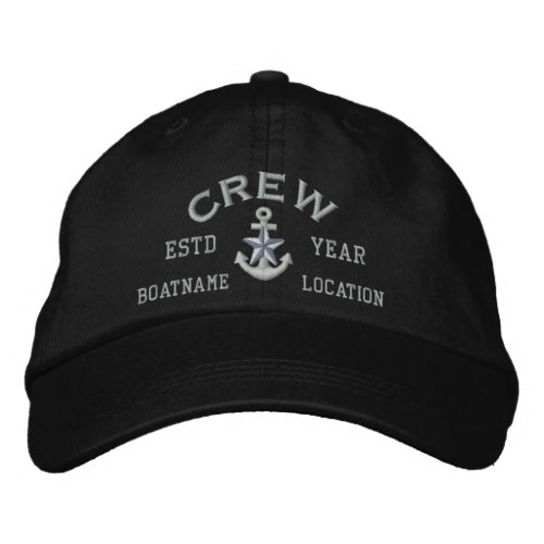 Personalized YEAR and Names Crew Silver Star Embroidered Baseball Cap