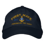 Personalized Year And Names First Mate Star Anchor Embroidered Baseball Hat at Zazzle