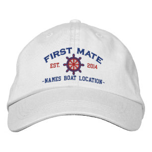 Personalized YEAR and Names First Mate Wheel Embroidered Baseball Cap