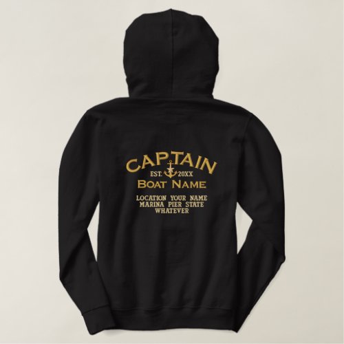 Personalized YEAR and Names Sea Captain Anchor Embroidered Hoodie