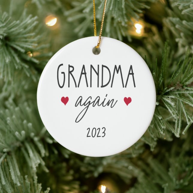 Personalized year Grandma Again Christmas Holiday Ceramic Ornament (Tree)