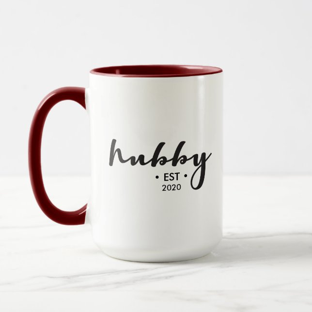Personalized Year Modern Script Hubby Mug (Left)