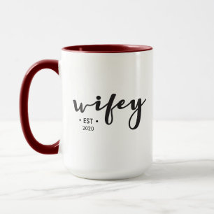 Personalized Year Modern Script Wifey Mug