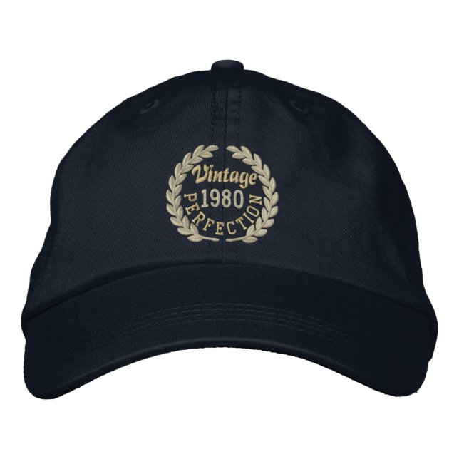 Personalized YEAR Perfection Laurels Embroidery Embroidered Baseball Cap (Front)