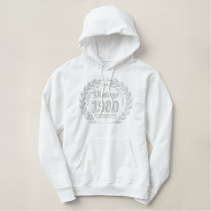 Personalized YEAR Vintage Laurels Embroidery Embroidered Hoodie