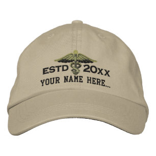 Personalized Year Your Text Medical Caduceus Embroidered Baseball Cap