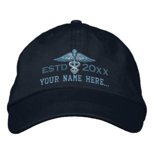 Personalized Year Your Text Medical Caduceus Embroidered Baseball Cap