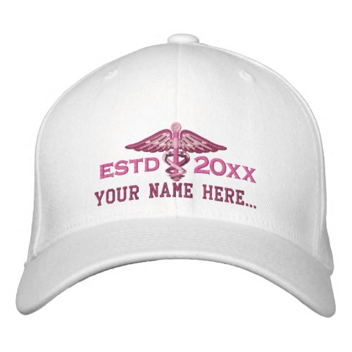Personalized Year Your Text Medical Caduceus Embroidered Baseball Hat