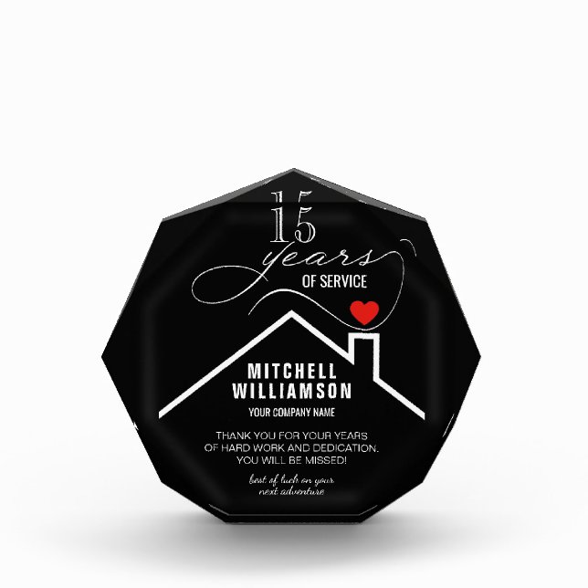 Personalized Years of Service Retirement Keepsake Acrylic Award (Front)