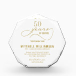Personalized Years of Service Retirement Keepsake  Acrylic Award<br><div class="desc">Medium size custom acrylic block keepsake includes the employee's name, years of service, your retirement wishes and more in chic gold lettering (not metallic) on any color background, we show white. Dimensions: 6.5" high x 6" long x 1" wide - Available in 3 different sizes. MATCHING keychain keepsake in our...</div>