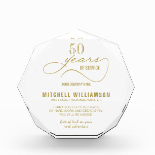 Personalized Years of Service Retirement Keepsake Acrylic Award