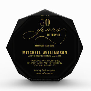 Personalized Years of Service Retirement Keepsake Acrylic Award