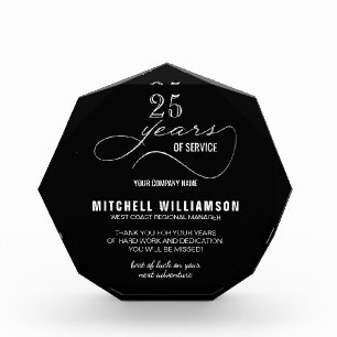 Personalized Years of Service Retirement Keepsake Acrylic Award