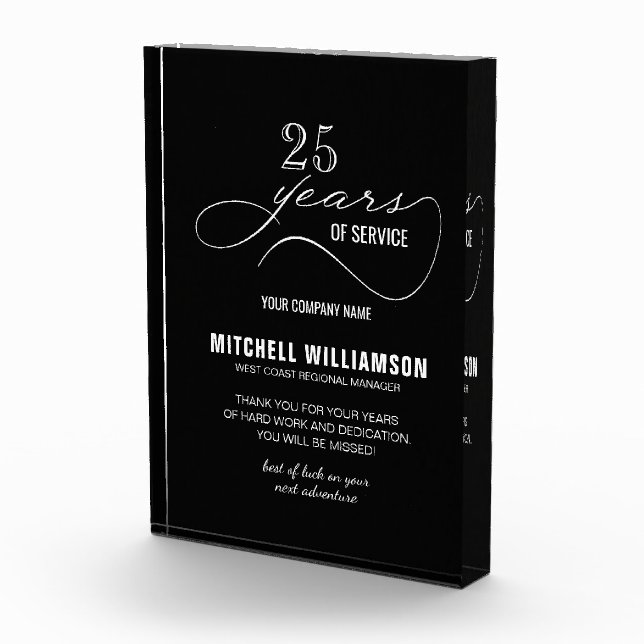 Personalized Years of Service Retirement Keepsake Acrylic Award (Right)