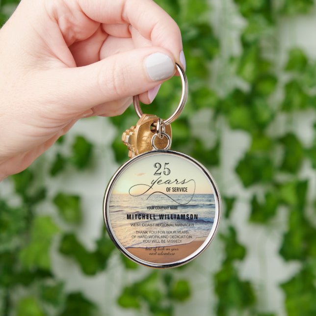 Personalized Years of Service Retirement Keepsake Keychain (Hand)