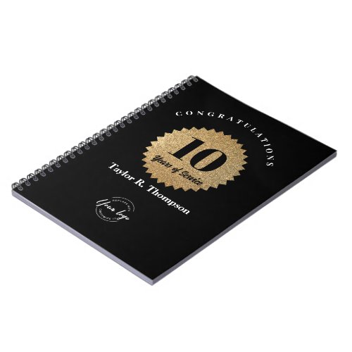 Personalized Years of Service Staff Appreciation Notebook