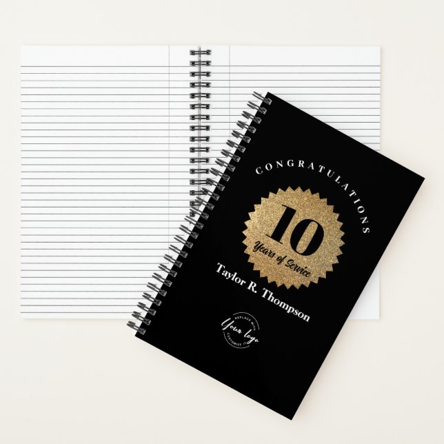Personalized Years of Service Staff Appreciation Notebook (Inside)