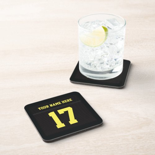 Personalized Yellow 2 Football Jersey Sports Drink Beverage Coaster
