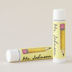 Personalized Yellow #2 Pencil School Teacher Gift Lip Balm
