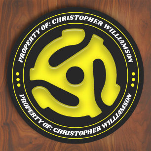 Personalized Yellow 45 Record Insert Classic Round Sticker