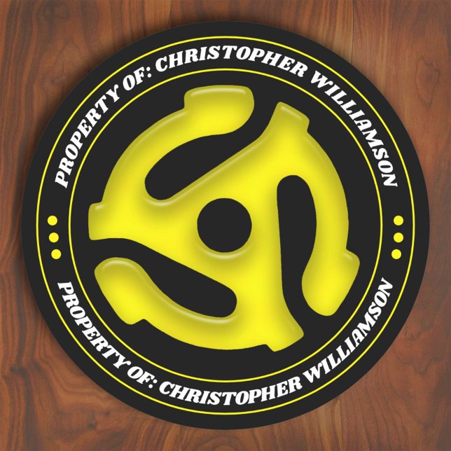 Personalized Yellow 45 Record Insert Classic Round Sticker (Creator Uploaded)