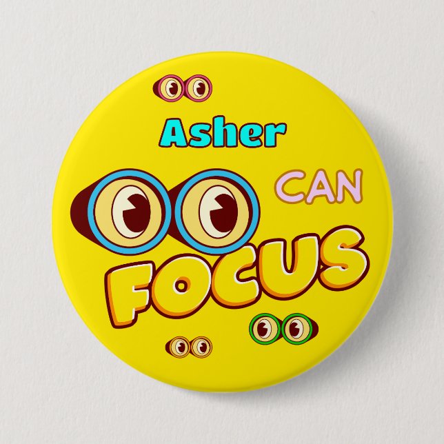 Personalized Yellow Affirmation Funny Binoculars Button (Front)