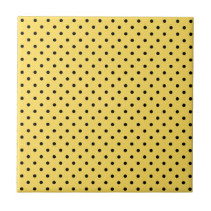Personalized Yellow and Black Polka Dot Pattern Ceramic Tile