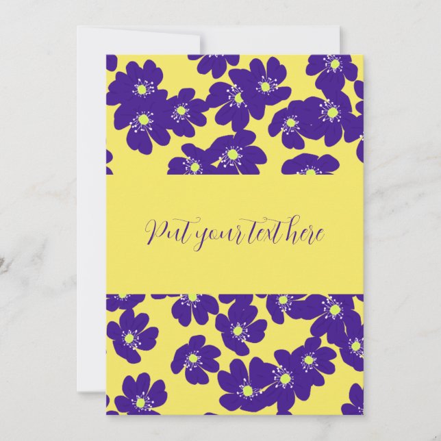Personalized yellow and purple flower invitation (Front)
