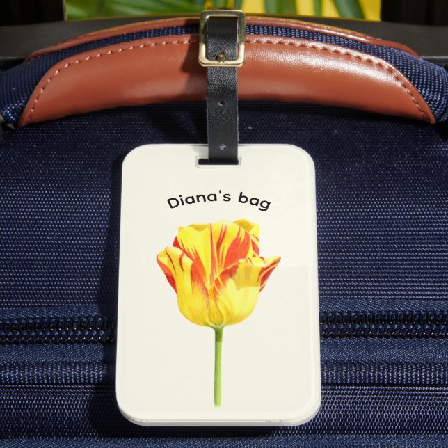 Personalized Yellow and red tulip  Luggage Tag (Front Insitu 2)