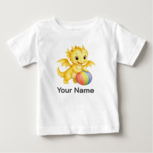 Personalized Yellow Baby Dragon Playing Ball T-Shirt