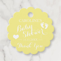 Personalized Yellow Baby Feet Baby Shower Favor Tags