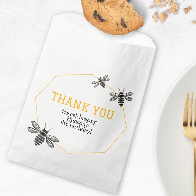 Personalized Yellow Bee Day Modern Cute Birthday Favor Bag (Personalized Yellow Bee Day Modern Cute Birthday Favor Bag)