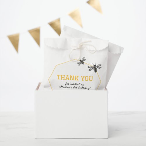 Personalized Yellow Bee Day Thank You Birthday Favor Bag