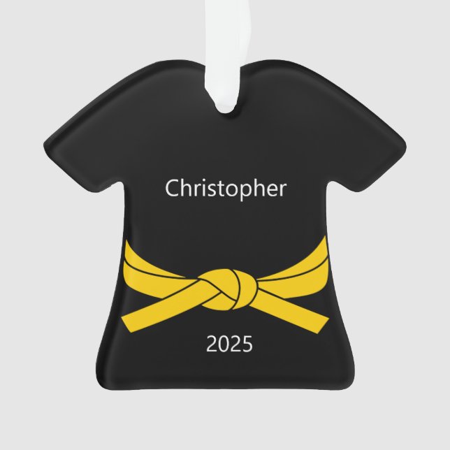 Personalized Yellow Belt Karate Ornament (Front)