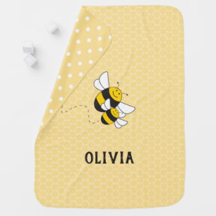 Personalized yellow bumblebee baby kid blanket