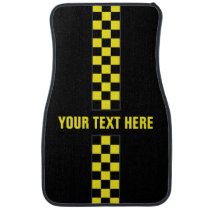 Personalized Yellow Checkered Stripe Car Mats Personalized Yellow Checkered Stripe Car Mats