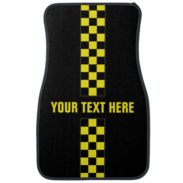 Personalized Yellow Checkered Stripe Car Mats Zazzle