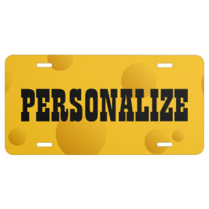 Personalized yellow cheese novelty license plate