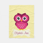 Personalized Yellow Chevron Pink Owl