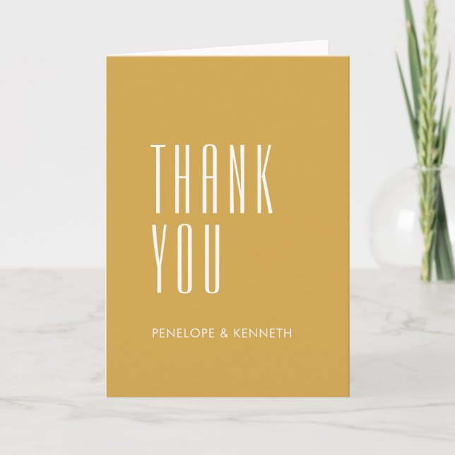 Personalized Yellow Classic Minimalist Typography  Thank You Card (Front)